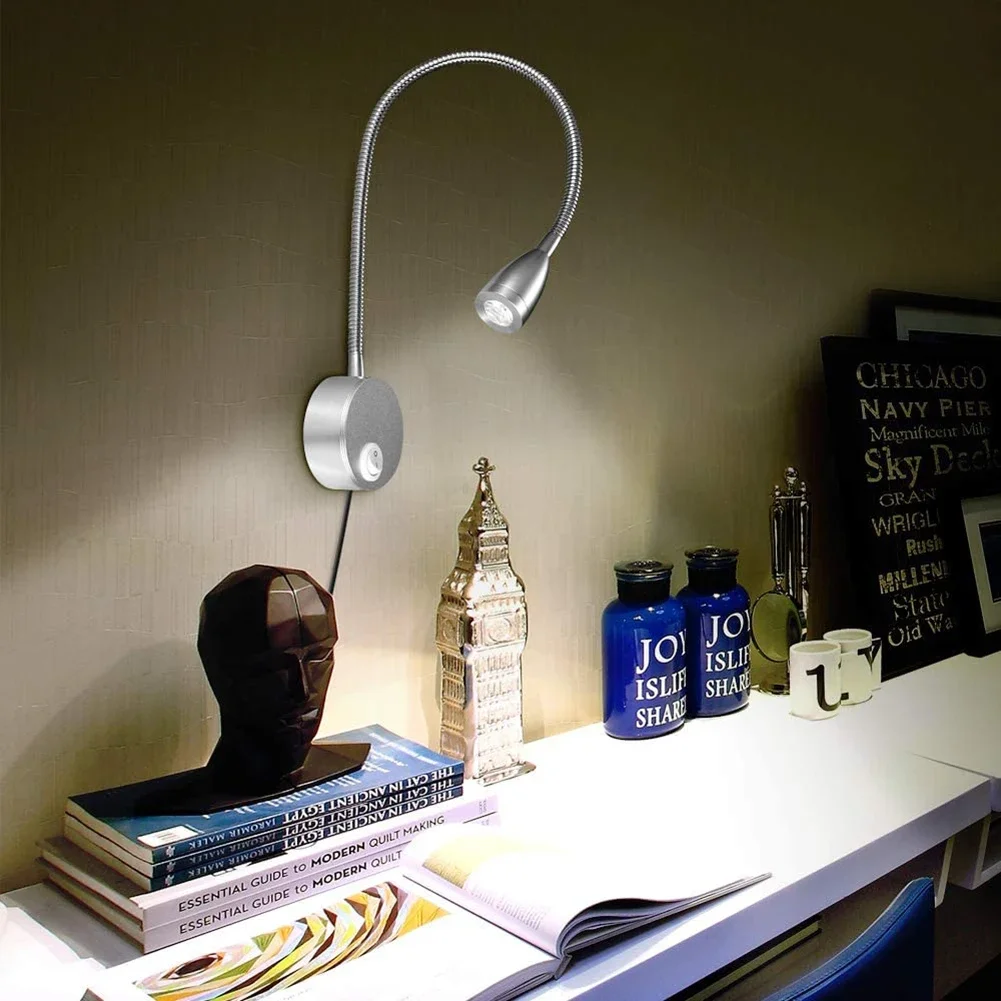 Eye Protection Wall Lamp 360 Degree Rotation LED Gooseneck Tube Spotlight Sconces Study Reading Wall Mounted Switch Lamp