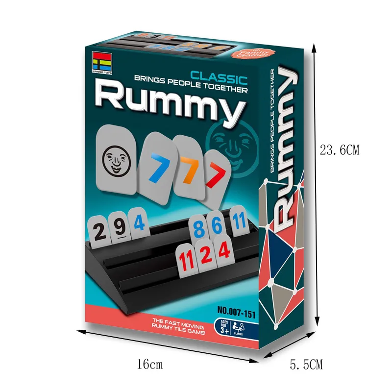 2-4 Players Rummy Game Set Indoor Fun Desktop Toy Children 106 Card Number Travel Set Plastic Rummy Tile Board Game