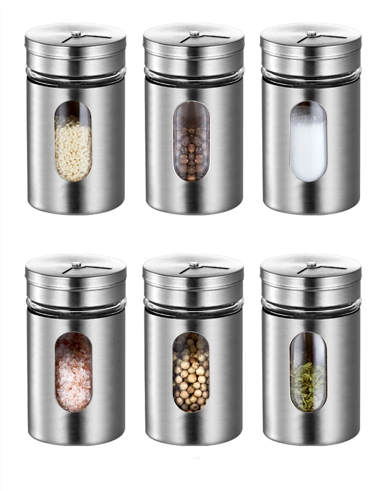 Kitchen Tools Round 70 ml Stainless Steel Herb Bottle BBQ Spice Containers 70ml Pepper Salt Shaker