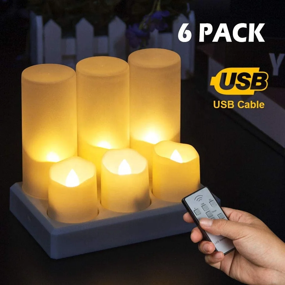 Freepower Pack of 6 USB Rechargeable Led Tea Light Candles