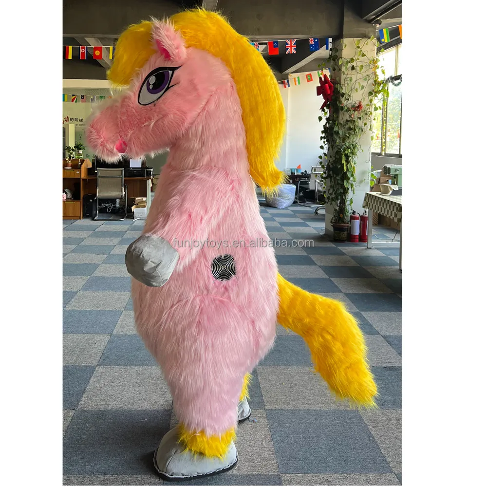 CE 2M/2.6 inflatable long fur unicorn horse mascot costume for adults used mascot costumes for sale
