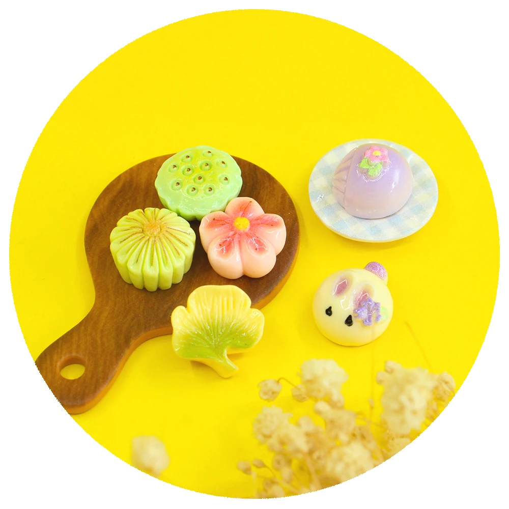 Chinese Mid-Autumn moon cake resin flatback charms for diy scrapbooking  phone cases hair clips accessories