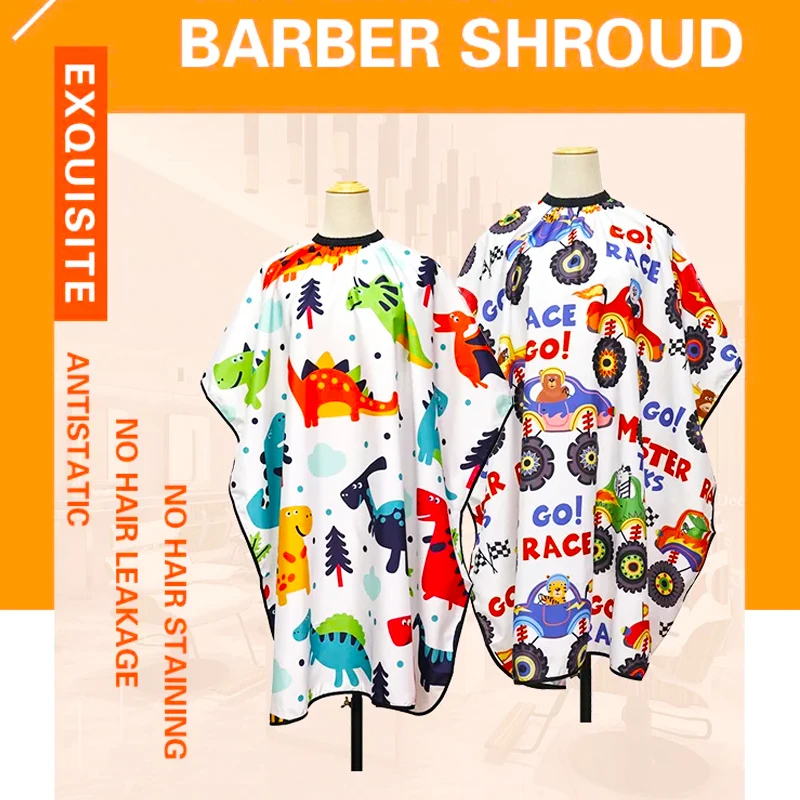 Eco-Friendly Cartoon Pattern Kids Capes Hair Cut Waterproof Polyester Pongee Cloth Barber Shop Styling Tool Hairdressing Salon