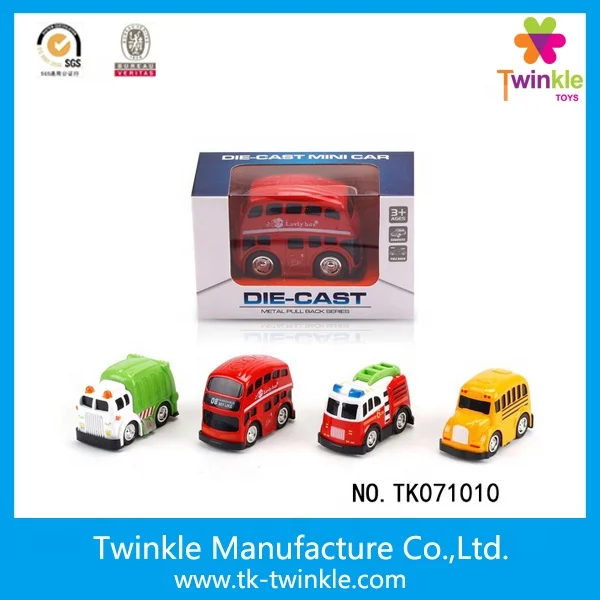 Diecast model car pull back mini bus 4 ASST metal car toy