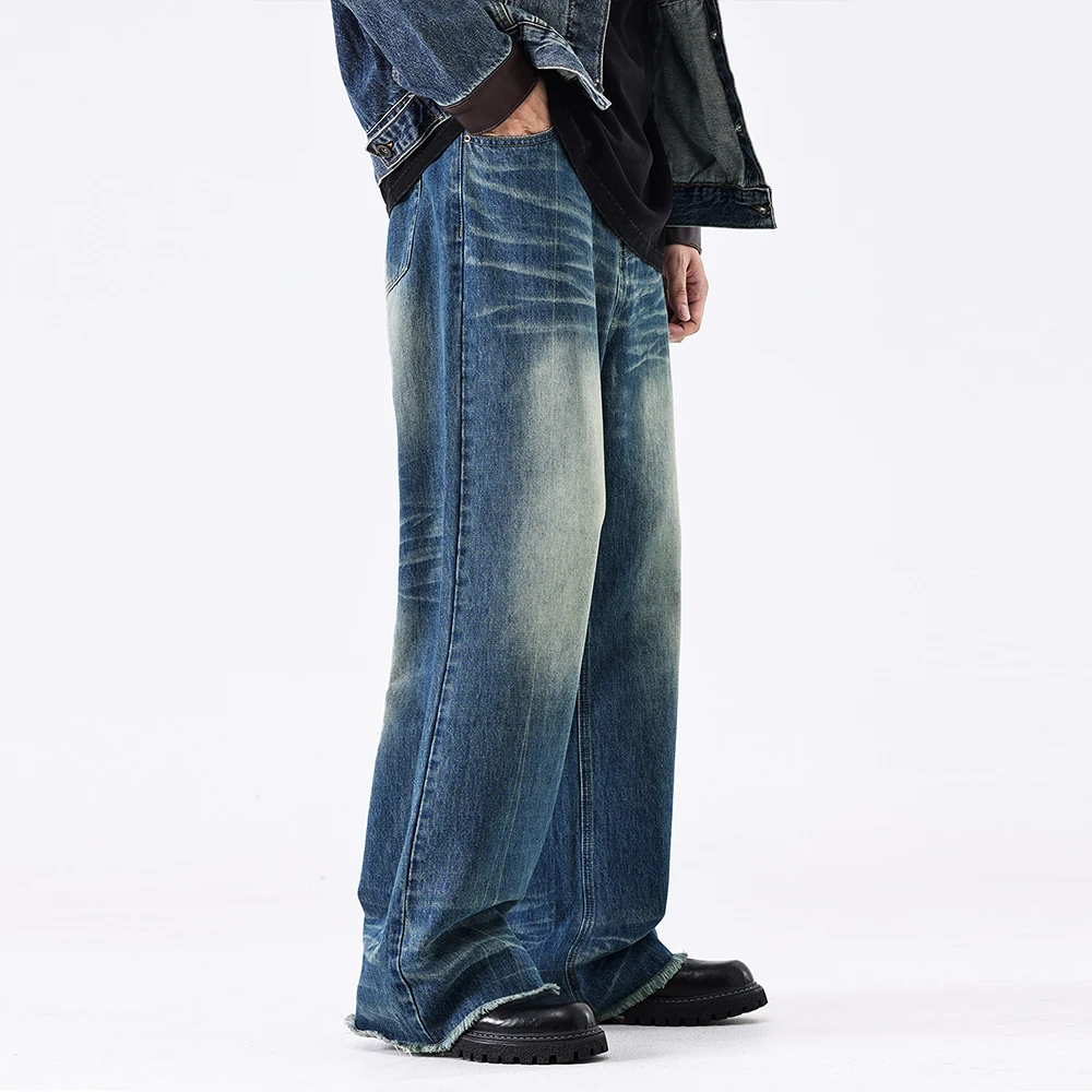 Custom streetwear acid washed denim Y2K vintage mens jeans loose fit  jeans oversized Jeans Pants