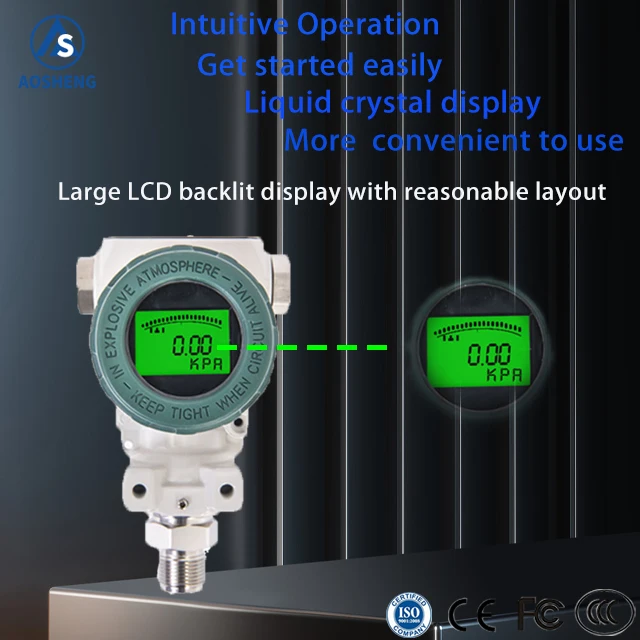 AOSHENG China Pressure Transmitter 4-20ma Pressure Indicating Transmitter Absolute Analog Digital Water Oil Air Pressure Sensor