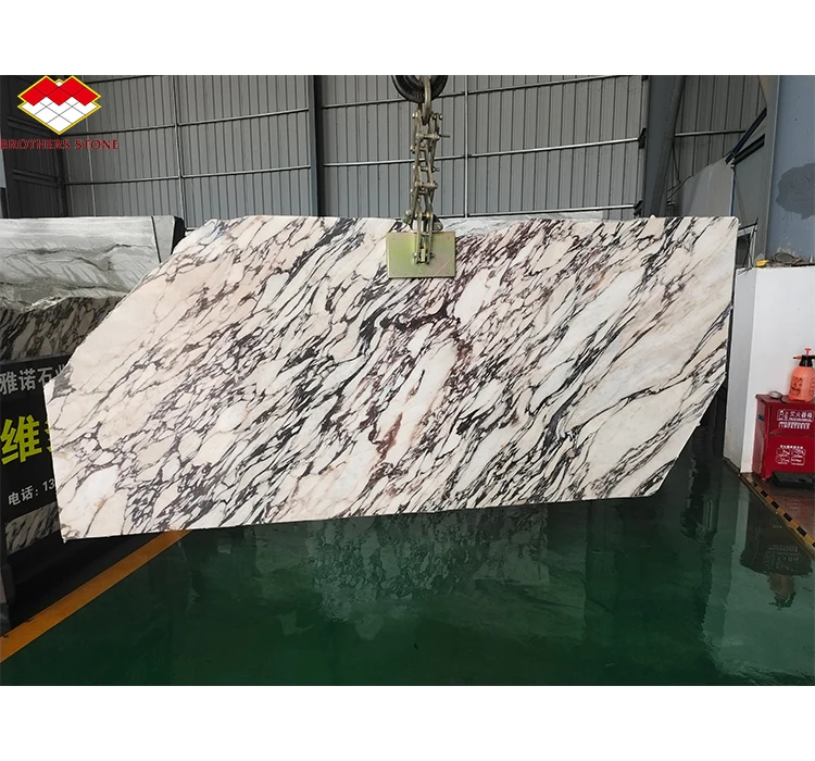 Polished Fantasy Italian Calacatta Viola Marble Slabs Modern Purple Natural Stone Kitchen Countertops for Villa