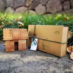 Wooden DIY brick toys small house ready for build up BPA free nature color Christmas gift birthday gift for kids and adult