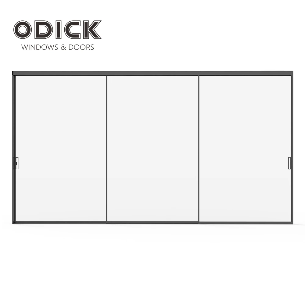 Living Room Frame Aluminum Frameless Super Thin Double Glazed Sliding Door and Window Stainless Steel Glass Door Customized ODK-