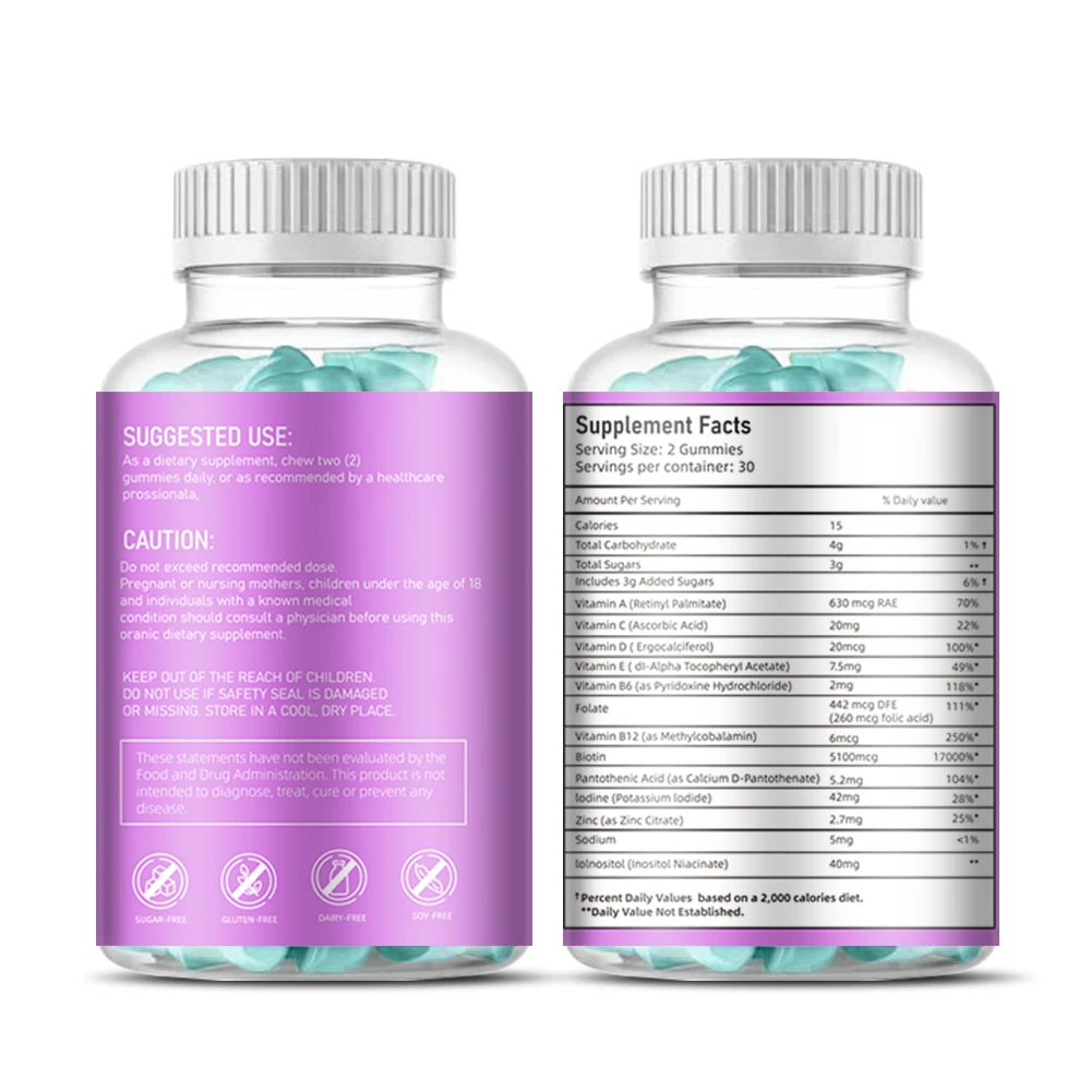 OEM Private Label Healthcare Supplement Biotin Gummy Hair Growth Gummies for hair health
