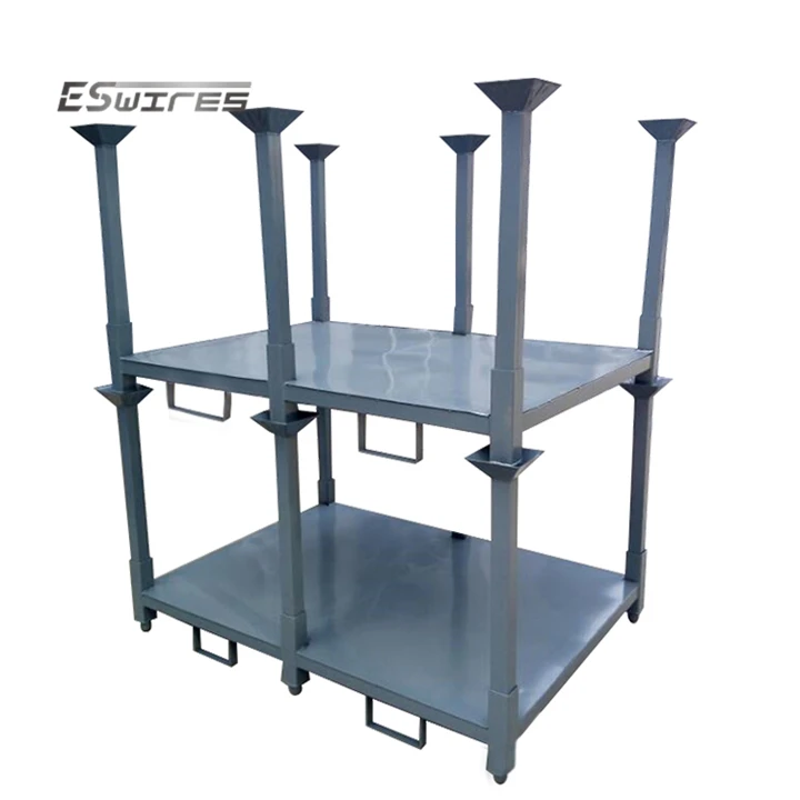 Adjustable size detachable textile industrial heavy duty stackable steel metal pallets with solid base and forklift channel