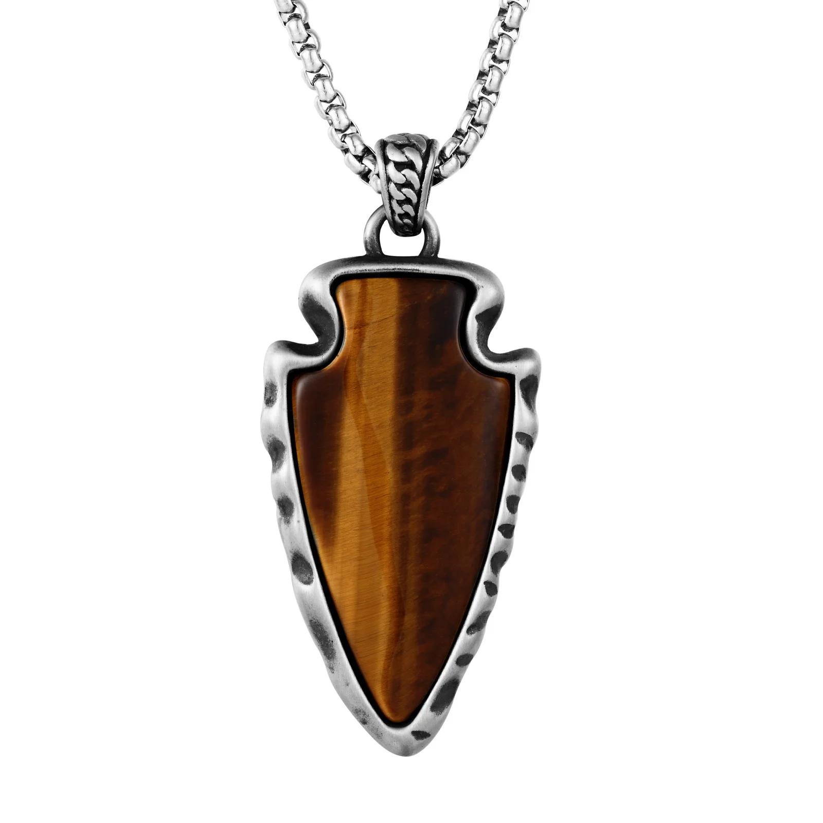 Custom Natural Stone Pendant Sterling Silver Customized Stainless Steel Chain Necklace Mens Gemstone Jewelry Pendant for Gift