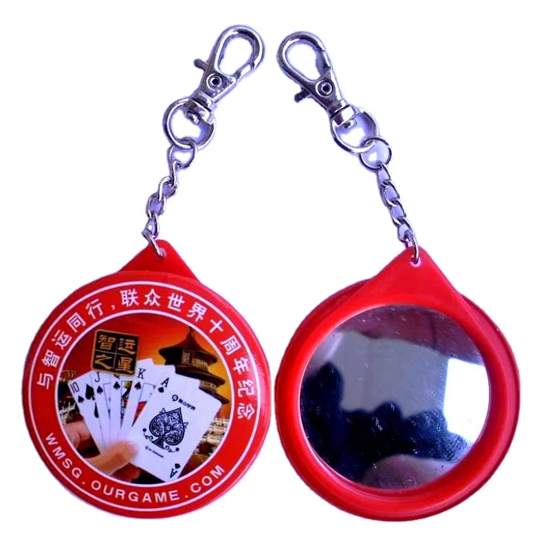Custom mirror keychain portable mini tinplate mirror key chain