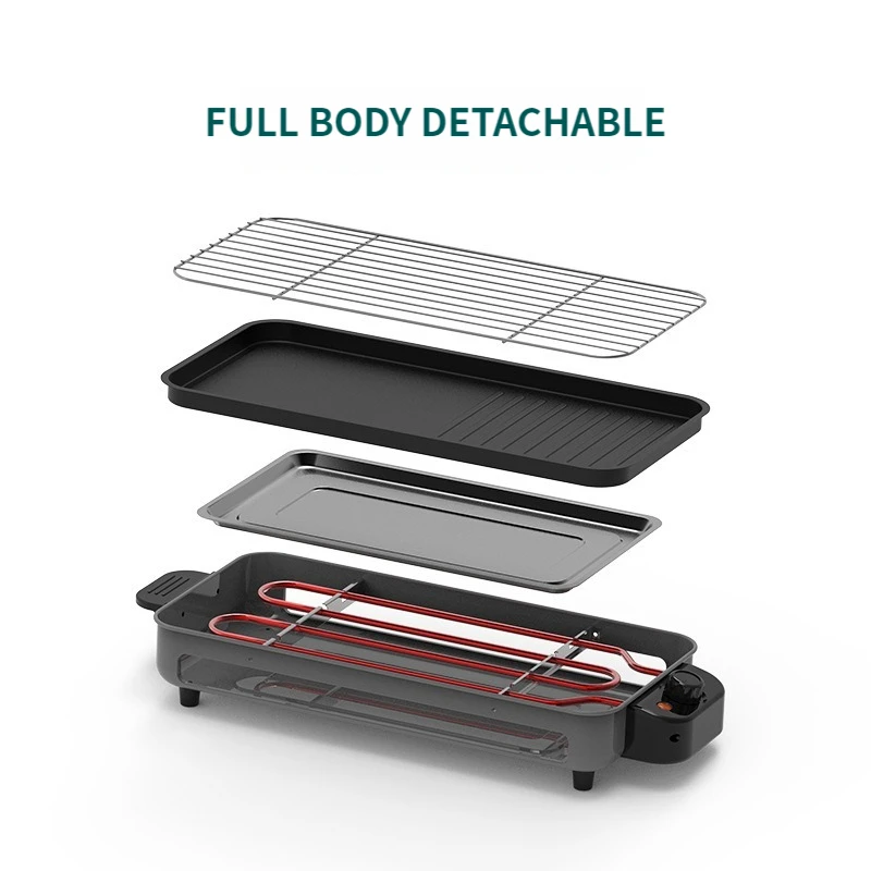 Electric Mini Indoor Smokeless BBQ Grill and Griddle With Removable Non Stick Cooking Plate Pan and Adjustable Temperature