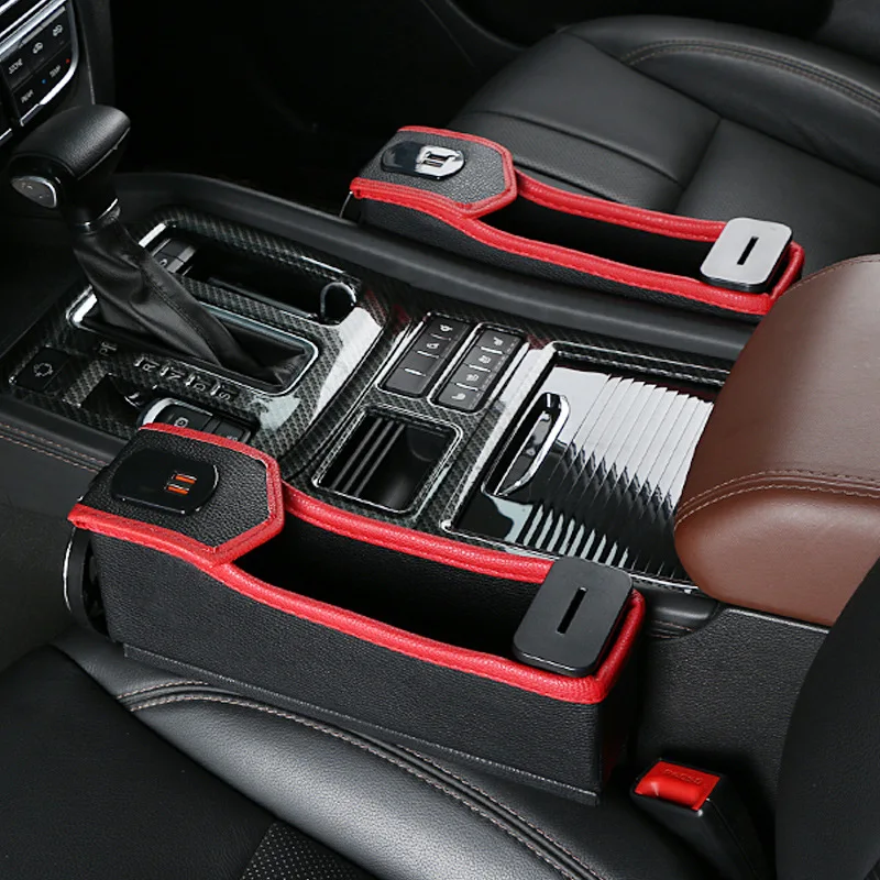2021 Hot Directly Sells Car Seat Side Pocket Console Organizer With 2 USB Port Seat Gap Filler Car Interior Accessories