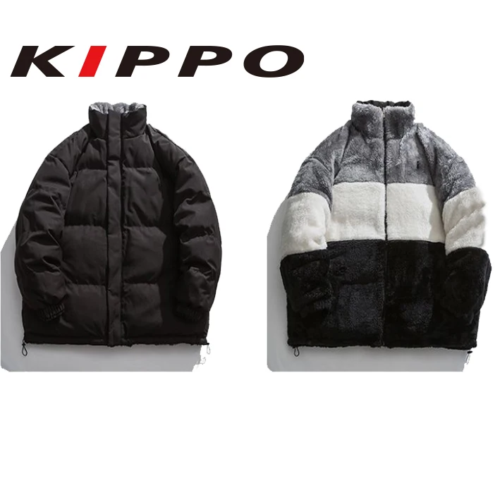 Unisex sports winter jacket Reversible padding jacket   stand-up collar  thickened down  shepra  fleece coat reversible jackets