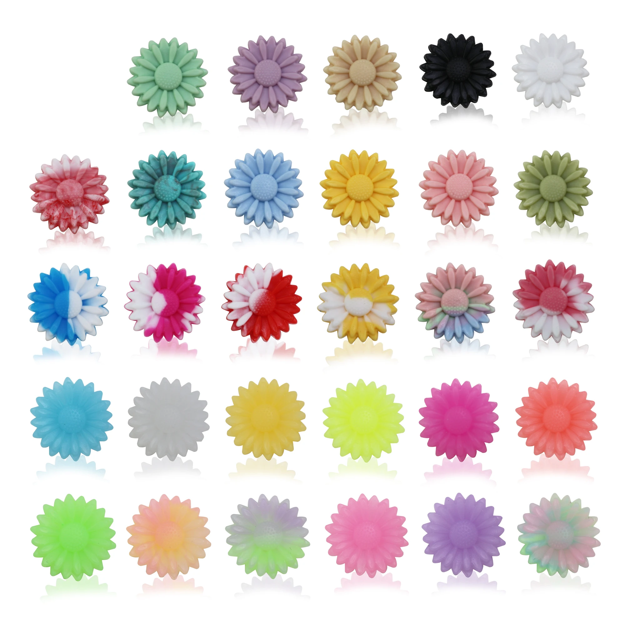 Hot Sale Food Grade Soft Luminous Shine Beads Glow In The Dark Sunflower Shape Loose Daisy Silicone Bead