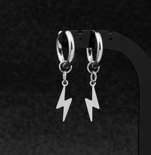 Japan South Korea Trendy Stainless Steel Fashion Simple Tempe Earrings Small Circle Smooth Cross Pendant Unisex Silver Plated