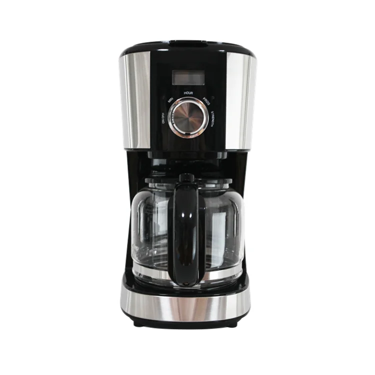 900W OEM 1.5L Custom Automatic PCB control And LCD Display Drip Coffee Maker Machine With Stainless Steel And P.P Use In Home