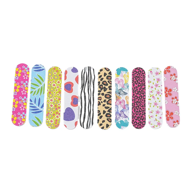 Custom Professional Portable Beauty Care Tool Double-Sided Mini Nail File Made Sandpaper Buffering Polishing Plastic Block Shape