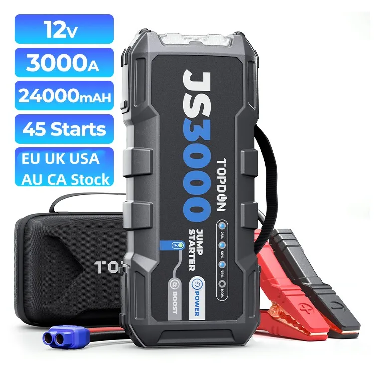 TOPDON JS3000 3000A 24000mAh 12V Multifunction Portable Emergency Battery Booster Powerbank Jump Pack Auto Truck Car Jumpstarter