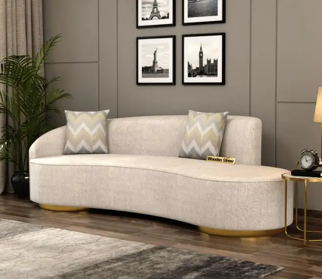 Italy upholstered curved chaise lounge Quality linen fabric European modern sofa 3 seater living room sofa
