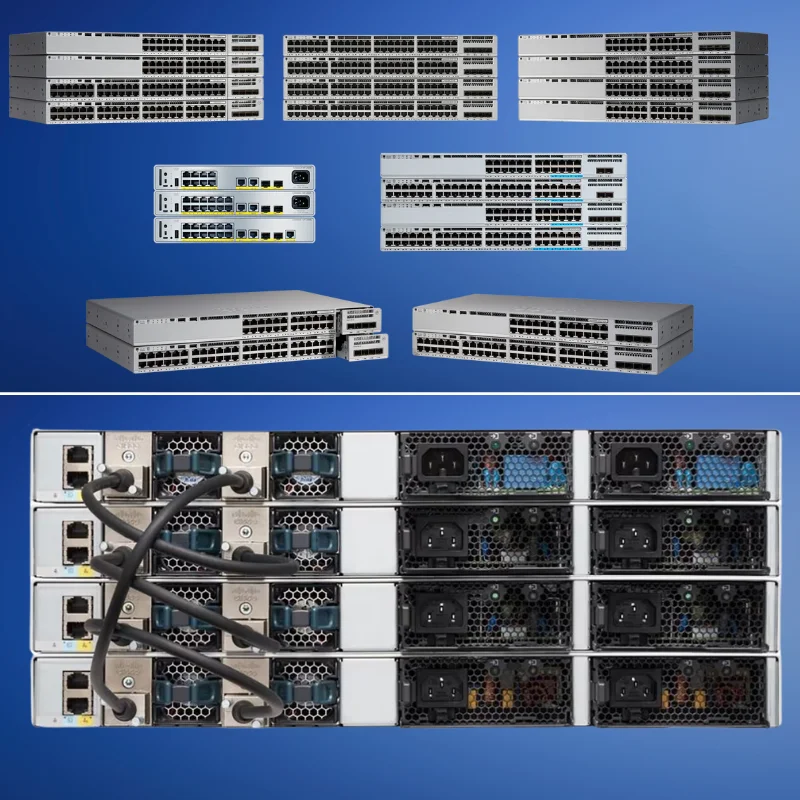 Ciscos C9300-48T-E двойной блок питания 48 портов PoE + Layer 3 маршрутизация 10 г для корпоративных сетевых коммутаторов