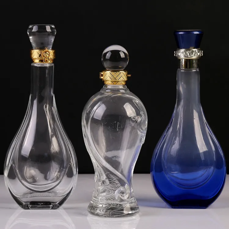 Top grade 500ml flagon health liquor bottle glass foreign wine and red wine bottle