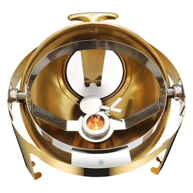 Wholesale Gold Buffet Stove Food Warmers Set Stainless Roll Top Chaffing Dishes Catering Buffet Chafing Dish Set
