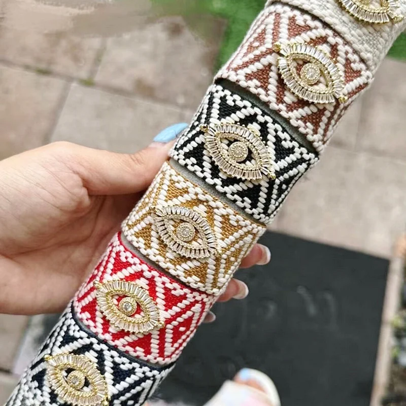 CH-JDT0184 Fashion Rope Eye Bracelet Colorful Miyuki Seed Beads Adjustable Stylish Eyes Woven Tassel Bracelet Jewelry Wholesale