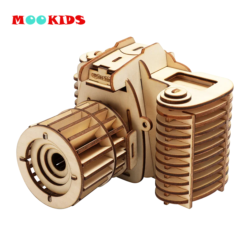 Unisex 3D Wooden Puzzle Hand-Assembled Camera Model Game for Children Educational and Hands-On Toys for Ages 5 to 7 Years