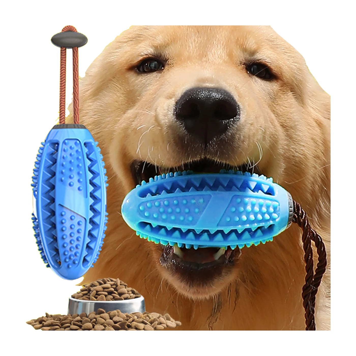 Interactive Pet Food Dispenser Slow Treat Toy for Dogs Rubber and TPR Food Puzzle Feeder Toys Everyday Use Size M and L