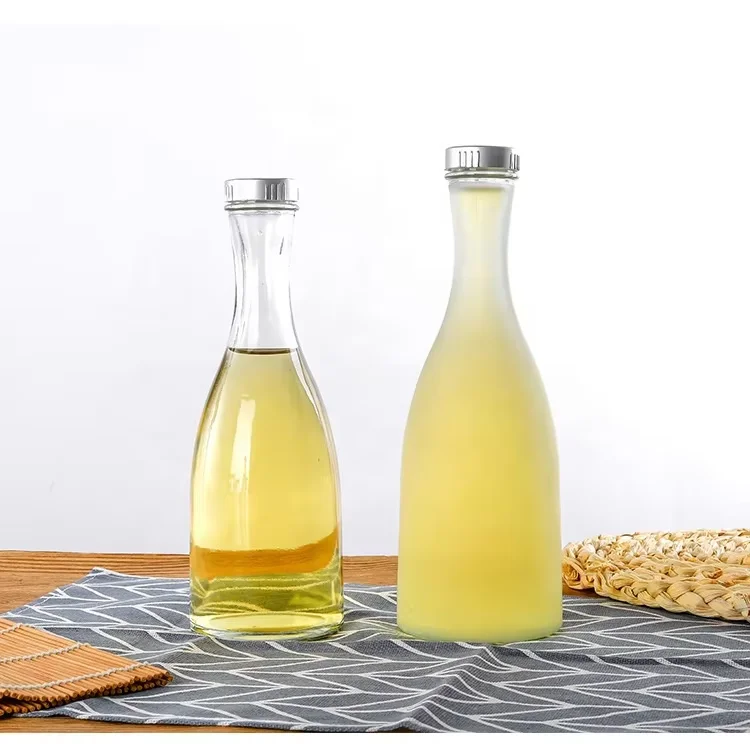 New transparent glass fruit wine bottle 375ml 500ml small mouth round belly beverage bottle with lid