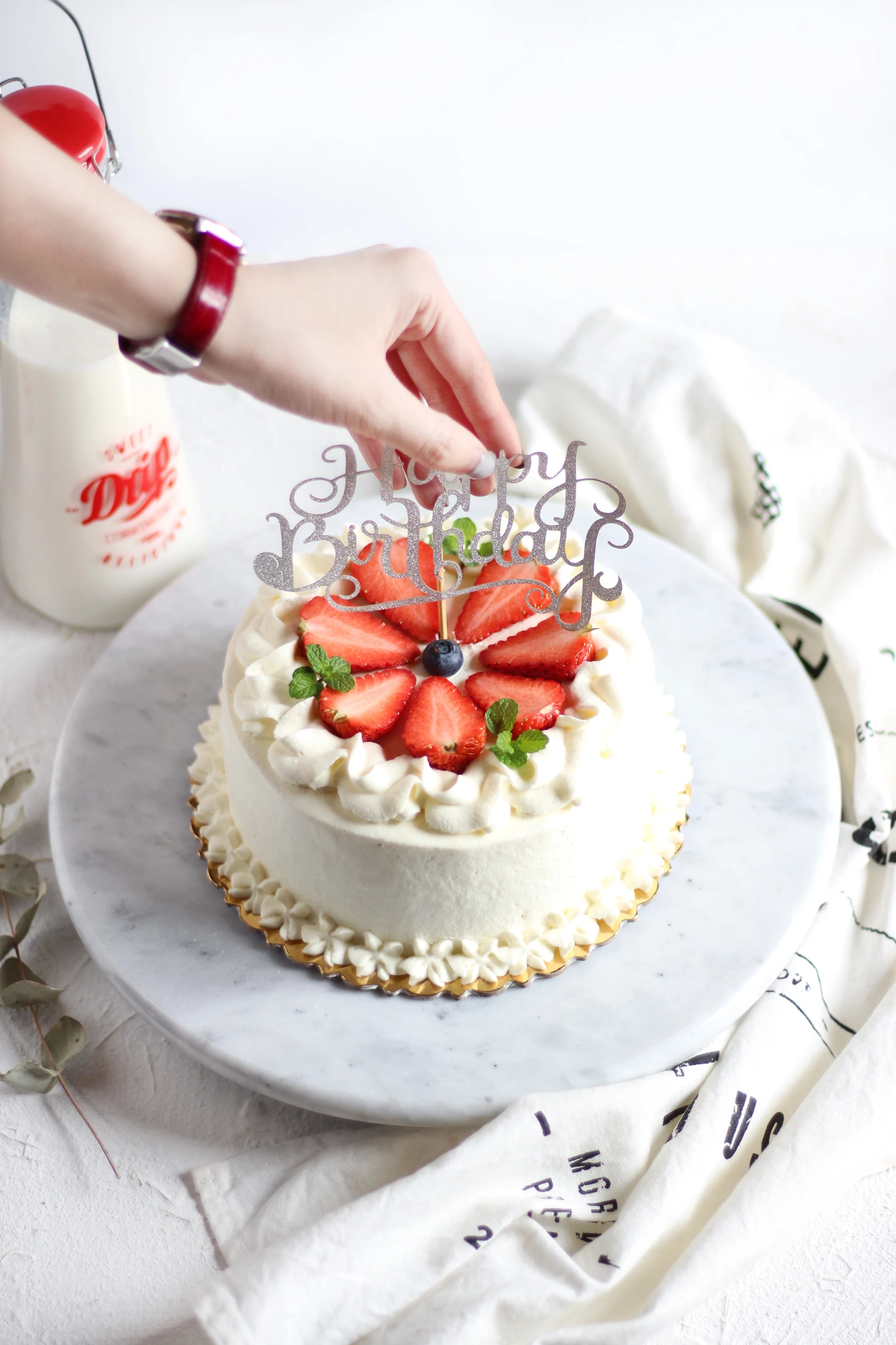 
CHEFMADE Birthday Wedding food Pastry baking Revolving Display Decorating Turntable Natural marble cake stand 