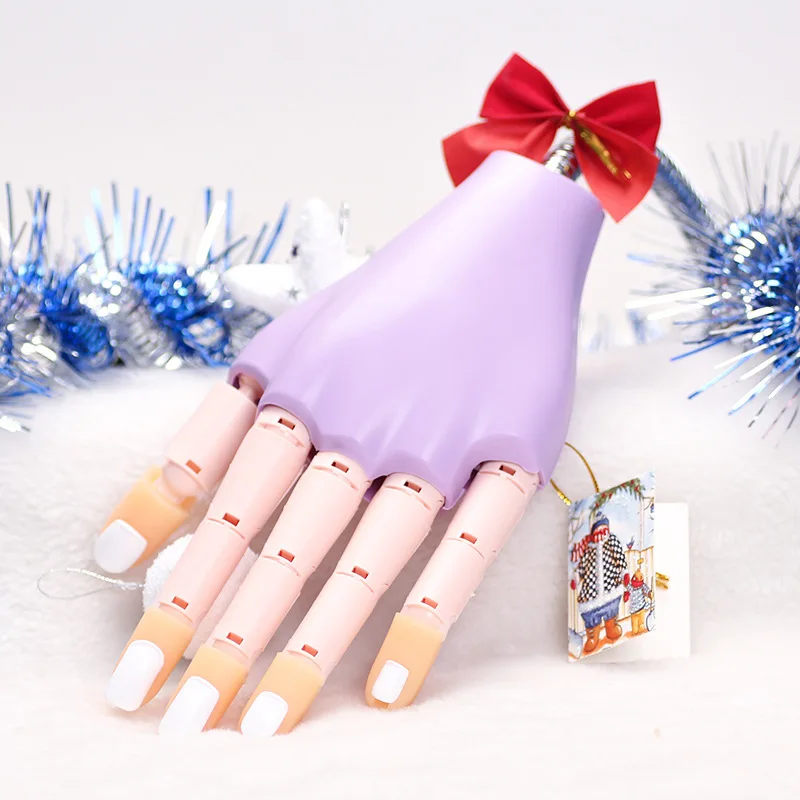 Ready Stock Purple Upgraded Practice Nail Hand For Acrylic Nail Tips Flexible Trainer Silicone Nail Training Practice Hand
