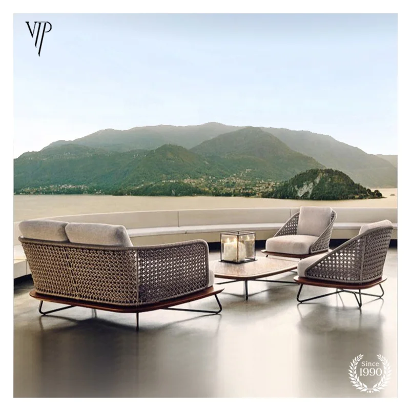 Best Selling In The Middle East Teak Wood Sofa Hotel Outdoor Furniture Outdoor Patio Furniture Outdoor Rope Sofa Set Garden Sofa