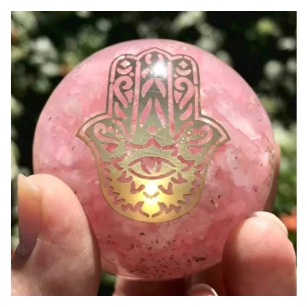 Хрустальный шар розового кварца Хамса, ручной оргонит, сфера, оптовая продажа, энергетическая Сфера оргонита