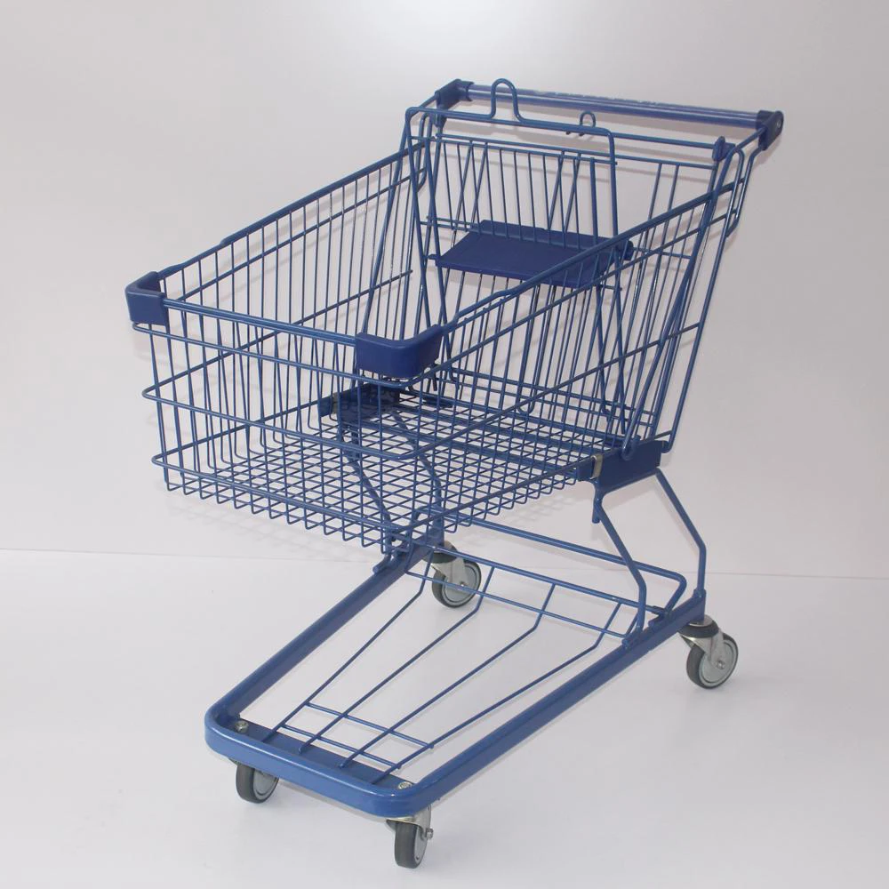 BLUE American-style Grocery Cart Supermarket Shopping Trolley with HEAVY DUTY Wheels