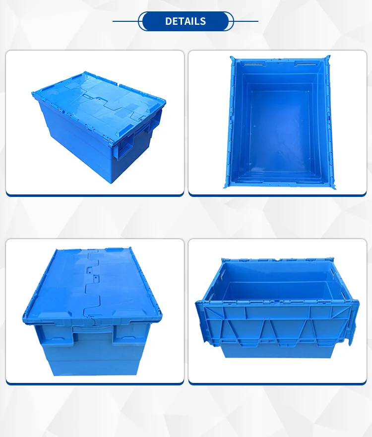 Hot Selling Nestable Plastic Crates High quality Stackable Turnover Plastic moving Storage Box with hinged lid Customized