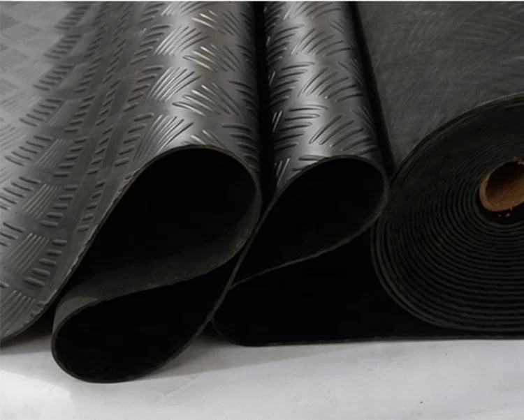 Black Indoor Outdoor Round Button Non-slip Mat Vinyl Garage Rubber Flooring Mat Roll