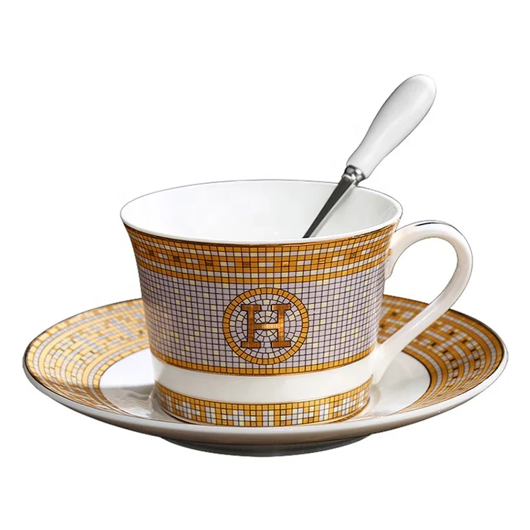New Bulk new bone china printed ceramic porcelain tea coffee cup and saucer set