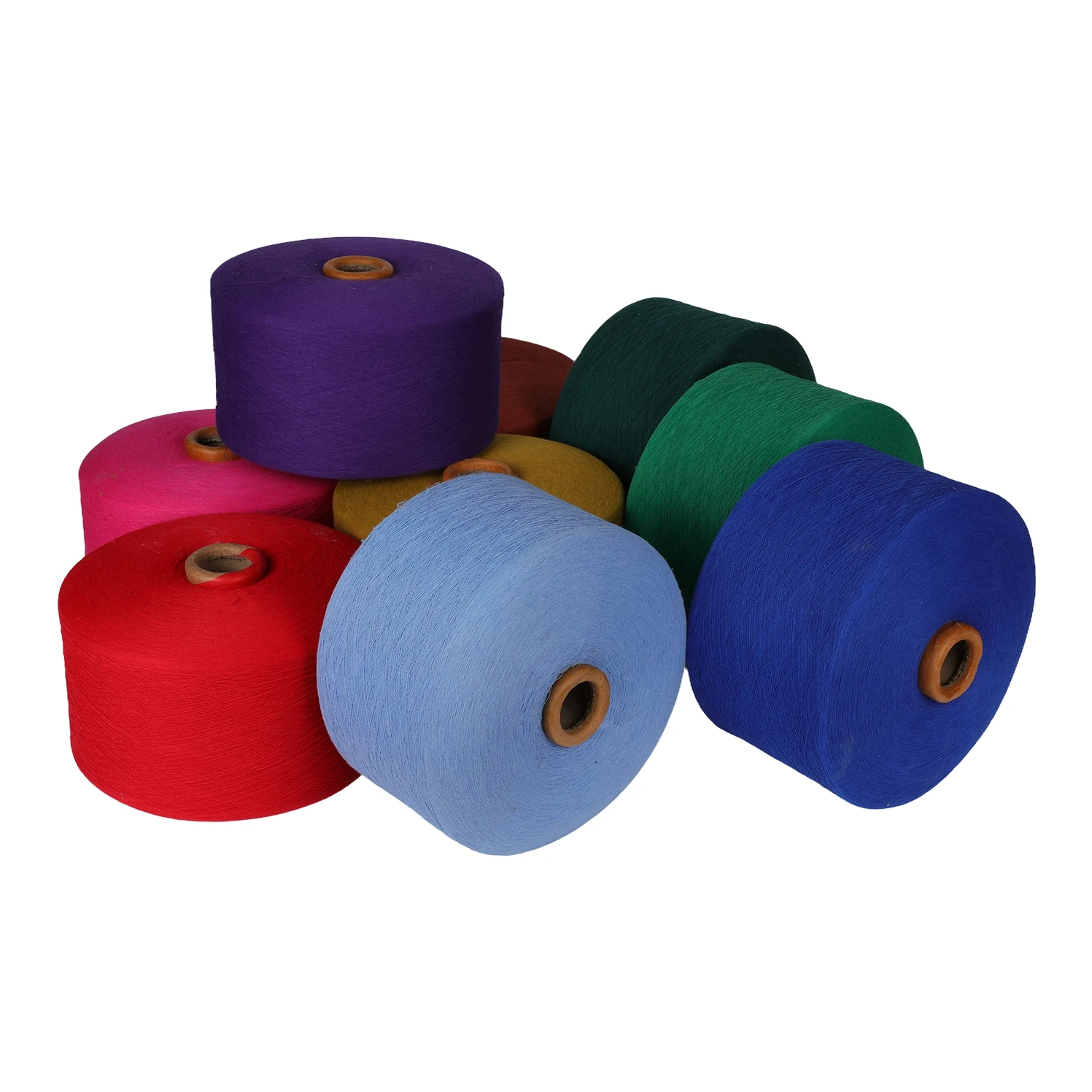Factory Direct Multicolor Recycled Sewing Cotton Blended Yarn Dope Dyed Recycle 50% Cotton 50% Polyester Blends Yarn