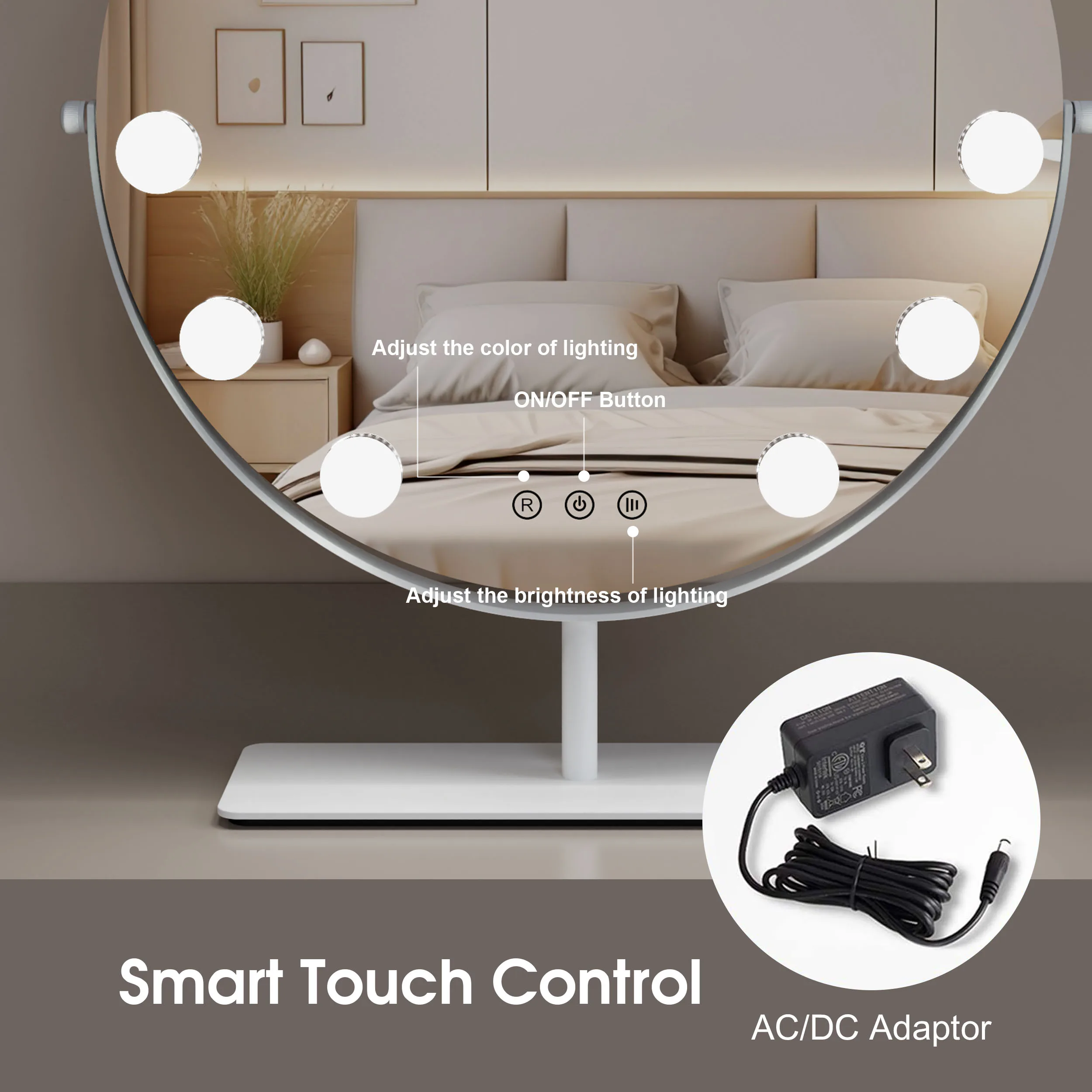 Custom Wholesale Touch Sensor Switch 12 Pcs G35 Led Bulbs 43x48cm Make Up Makeup Vanity Mirror With Led Lights Hollywood Mirror