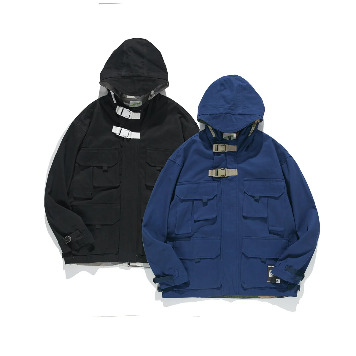 Plus Size Fish mouth Chinese Embroidery Fleece 2021Winter Punk Style Hip Hop Casual Sweatshirts Men Frock Hoodies