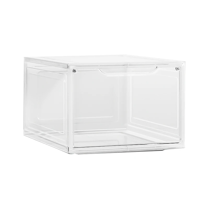 Jihong High-End Sports Shoes Display Box 360 Full Transparent Acrylic Multi-Functional Folding Stackable PET Storage Box