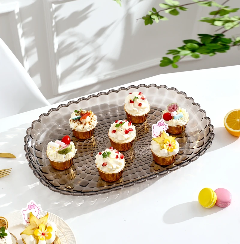 Food Grade Environmentally Friendly PET Material Square Pattern Stackable Plastic Trays Bread Rectangular Biscuit Tray