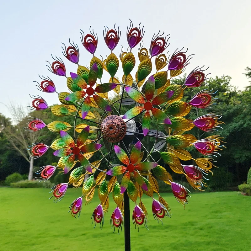 outdoor sun decor metal wind spinners for yard and garden wholesale