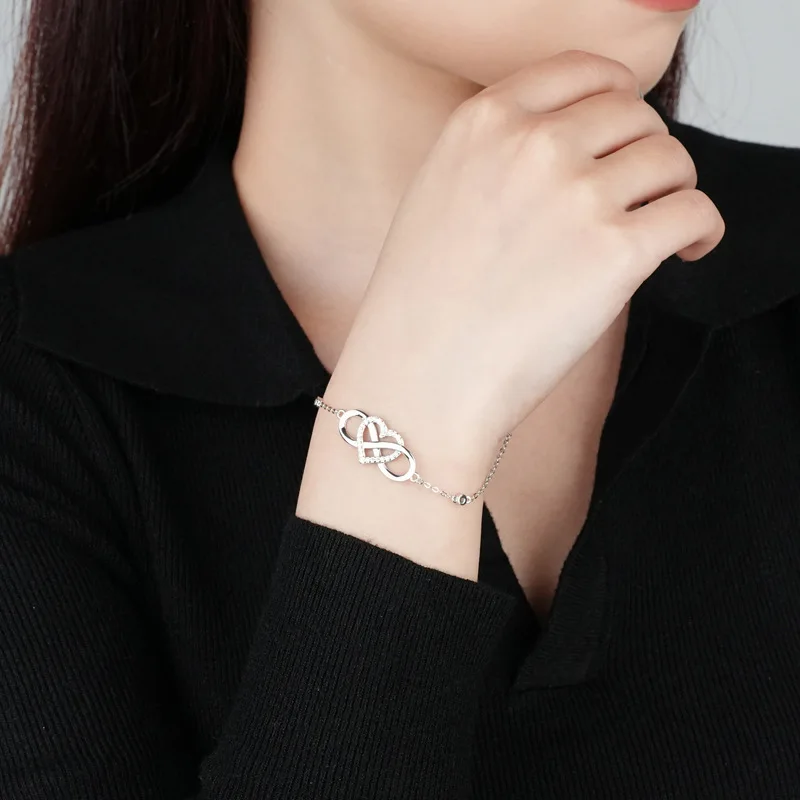 NS925 Sterling Silver Lovely Infinity Bracelet Women