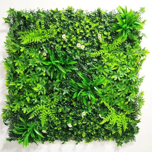 Anti-UV 1m*1m green plant wall plastic artificial grass wall panels for outdoor wall decoration