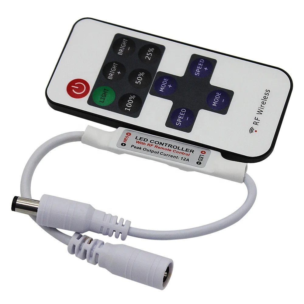 11 Key LED Strips Percentage Control Universal 5-24V 12A LED Controller with RF Remote Control